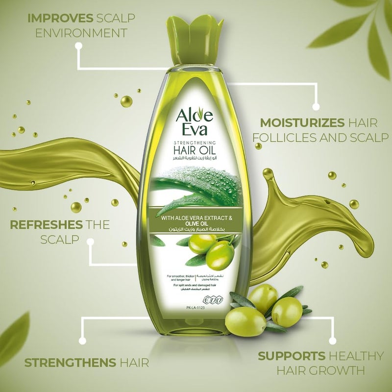 Aloe Eva Strengthening Hair Oil with Aloe Vera Extract & Olive Oil, 300 ml - Image 4